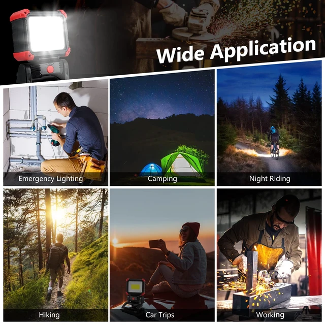 Alt view image 6 of 7 - LED Rechargeable Work Light with Clamp, 2Pack 2100LM COB Magnetic Work Light with 3 Light Modes, 270° & 180° Rotation, Waterproof, Perfect for BBQ, Jobsite, Workshop, Car Repairing