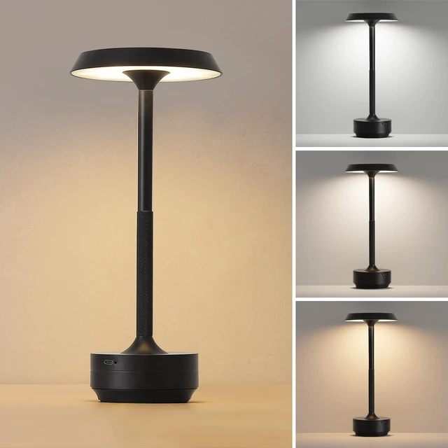 Main image of 1 Pack Rechargeable Cordless Table Lamp, 5000mAh Battery LED Table Light | 3 Color Temperature Stepless Dimming Touch Control, Portable Wireless Black Lamp for Restaurant, Bedroom, Camping, Nightlight