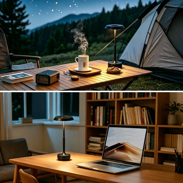 Alt view image 4 of 7 - 1 Pack Rechargeable Cordless Table Lamp, 5000mAh Battery LED Table Light | 3 Color Temperature Stepless Dimming Touch Control, Portable Wireless Black Lamp for Restaurant, Bedroom, Camping, Nightlight