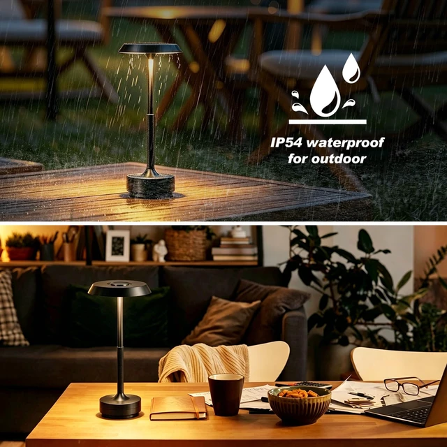 Alt view image 5 of 7 - 1 Pack Rechargeable Cordless Table Lamp, 5000mAh Battery LED Table Light | 3 Color Temperature Stepless Dimming Touch Control, Portable Wireless Black Lamp for Restaurant, Bedroom, Camping, Nightlight