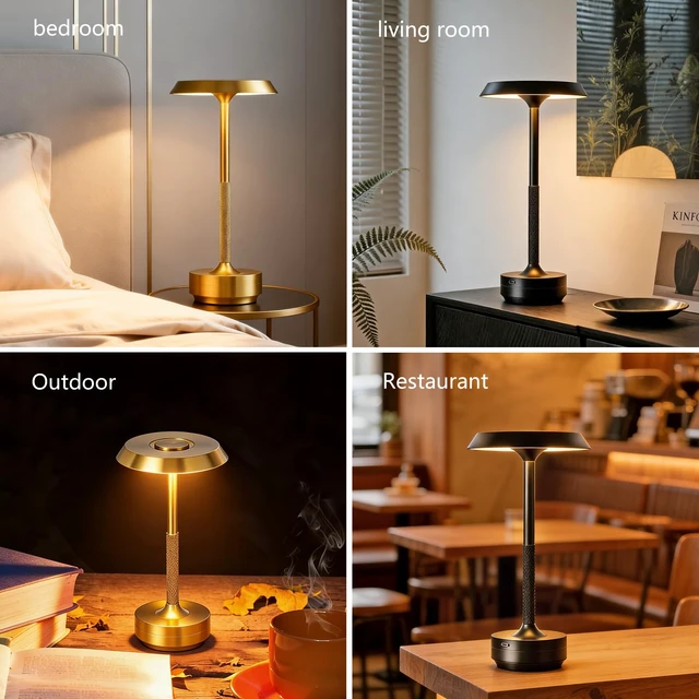 Alt view image 6 of 7 - 1 Pack Rechargeable Cordless Table Lamp, 5000mAh Battery LED Table Light | 3 Color Temperature Stepless Dimming Touch Control, Portable Wireless Black Lamp for Restaurant, Bedroom, Camping, Nightlight