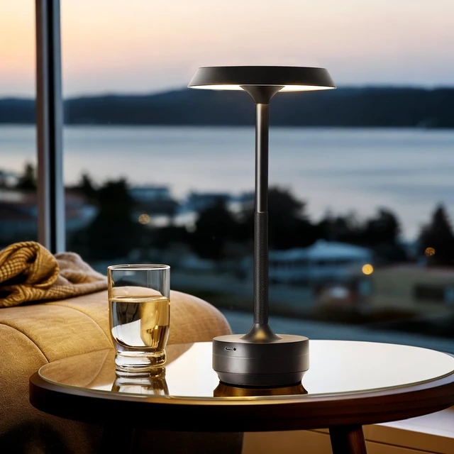 Alt view image 7 of 7 - 1 Pack Rechargeable Cordless Table Lamp, 5000mAh Battery LED Table Light | 3 Color Temperature Stepless Dimming Touch Control, Portable Wireless Black Lamp for Restaurant, Bedroom, Camping, Nightlight
