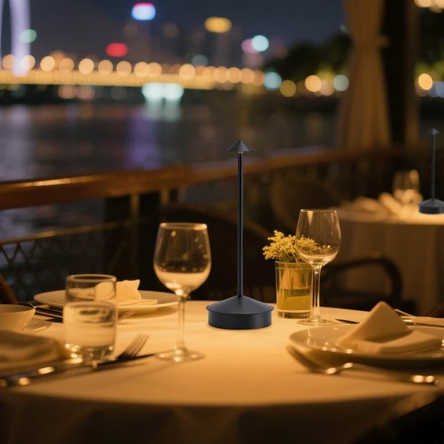 Alt view image 2 of 7 - 2 Pack Aluminum Cordless Table Lamp, 6000mAh Rechargeable Table Lamps, Portable Touch LED Lamp, Outdoor Waterproof Dimmable Cordless Rechargeable Table Lamps for Restaurant/Patio (Black)