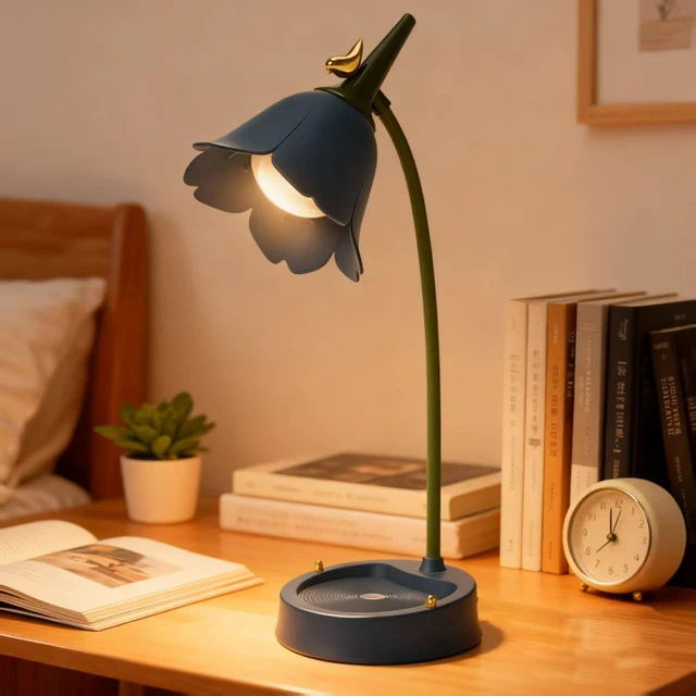 Alt view image 2 of 7 - LED Desk Lamp Cordless Table Light Adjustable Gooseneck Dimmable Touch Rechargeable Battery Eye-Caring Night Light for Kids, Mini Cute Lamp for College Dorm Bedroom Reading (Blue)