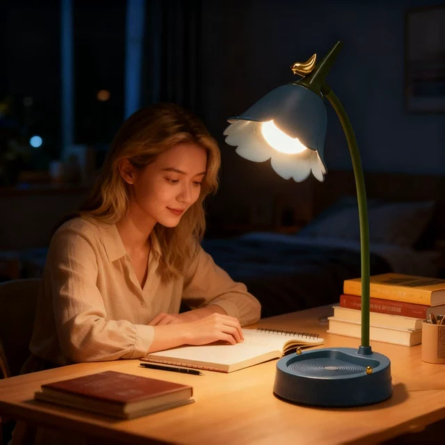 Alt view image 4 of 7 - LED Desk Lamp Cordless Table Light Adjustable Gooseneck Dimmable Touch Rechargeable Battery Eye-Caring Night Light for Kids, Mini Cute Lamp for College Dorm Bedroom Reading (Blue)