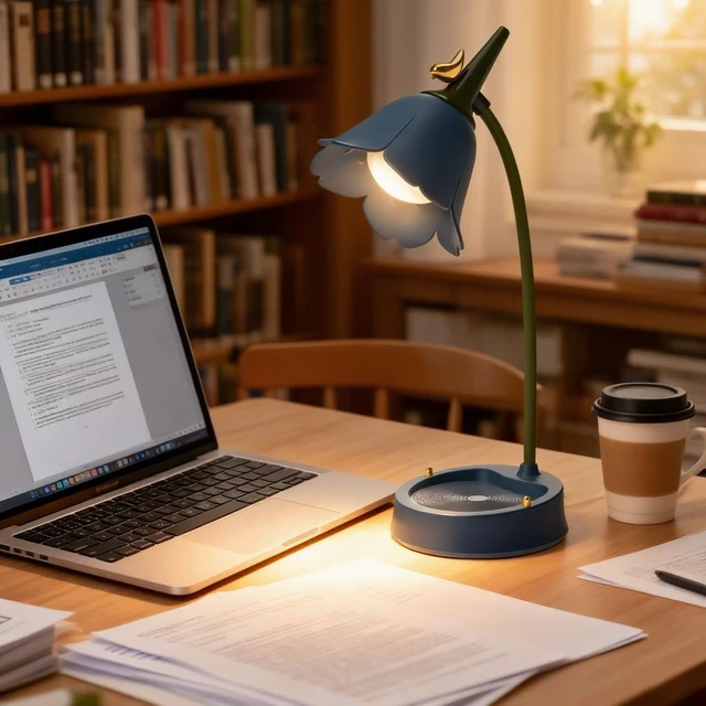 Alt view image 3 of 7 - LED Desk Lamp Cordless Table Light Adjustable Gooseneck Dimmable Touch Rechargeable Battery Eye-Caring Night Light for Kids, Mini Cute Lamp for College Dorm Bedroom Reading (Blue)