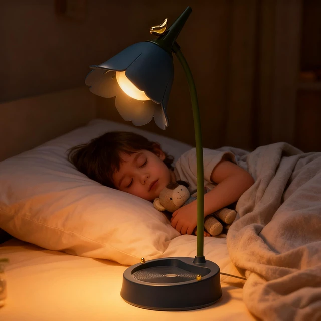 Alt view image 7 of 7 - LED Desk Lamp Cordless Table Light Adjustable Gooseneck Dimmable Touch Rechargeable Battery Eye-Caring Night Light for Kids, Mini Cute Lamp for College Dorm Bedroom Reading (Blue)