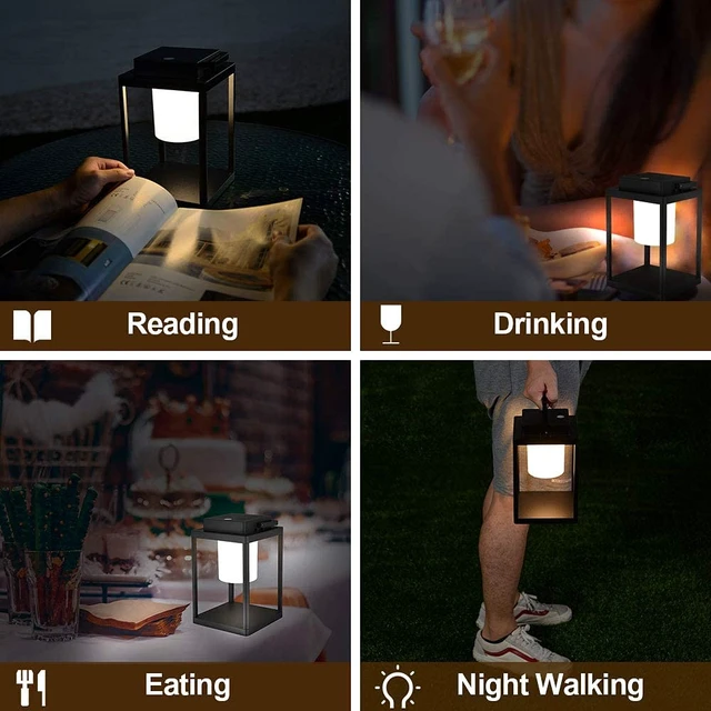 Alt view image 6 of 6 - Outdoor Table Lamp, Cordless Rechargeable LED Lanterns for Patio | Aluminum, 4400mAh 50H Long Battery Life, Battery Operated, Waterproof, Portable LED Desk Light, Heavy Duty, 3000K