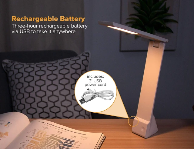 Alt view image 2 of 7 - Office Rechargeable Battery Led Desk Lamp, 3 Color Temperatures, Flip Open, Gray (KT-VLED1810-GRAY)