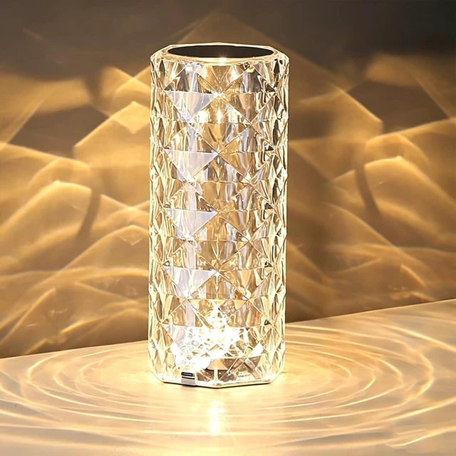 Alt view image 2 of 7 - Portable Crystal Table Lamp,3 Color Touch Control Rechargeable Lamp,Crystal Bedside Lamp,Night Light,Room Decor Desk Lamp,Bedroom,Living Room,Kitchen,Dining Room Lamp(White)