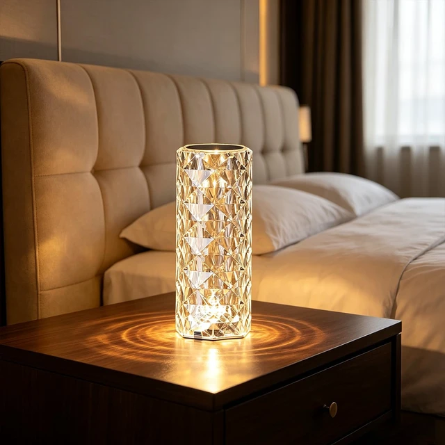 Alt view image 5 of 7 - Portable Crystal Table Lamp,3 Color Touch Control Rechargeable Lamp,Crystal Bedside Lamp,Night Light,Room Decor Desk Lamp,Bedroom,Living Room,Kitchen,Dining Room Lamp(White)
