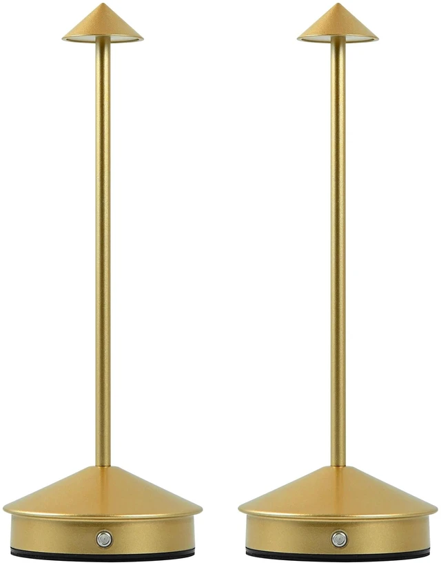 Main image of LED Rechargeable Cordless Table Lamps Gold | 2 Pcs Portable Modern USB Battery Operated Lights,Waterproof Touch Dimmable Desk Lamp,for Patio,Restaurant,Bar,Dining Home