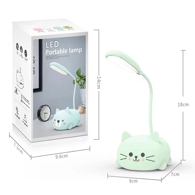 Alt view image 2 of 7 - LED Desk Lamp for Kids,Cute Cat Lamp USB Rechargeable Reading Light | Portable LED Table Light, Flexible Gooseneck Eye-Care Cartoons Small Desk Lamp Girls Gifts (White)
