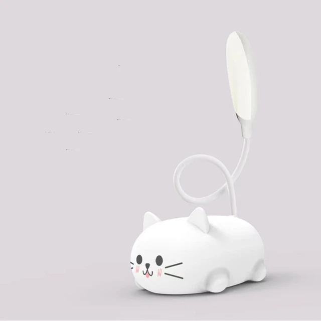 Alt view image 3 of 7 - LED Desk Lamp for Kids,Cute Cat Lamp USB Rechargeable Reading Light | Portable LED Table Light, Flexible Gooseneck Eye-Care Cartoons Small Desk Lamp Girls Gifts (White)