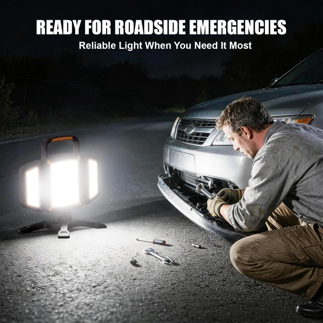 Alt view image 6 of 7 - 3000LM Rechargeable Work Light, Magnetic LED, Foldable & Portable | 360° Adjustable 4400mAh Battery 39H Runtime 5 Light Modes Garage Car Repair Workshop Jobsite Camping