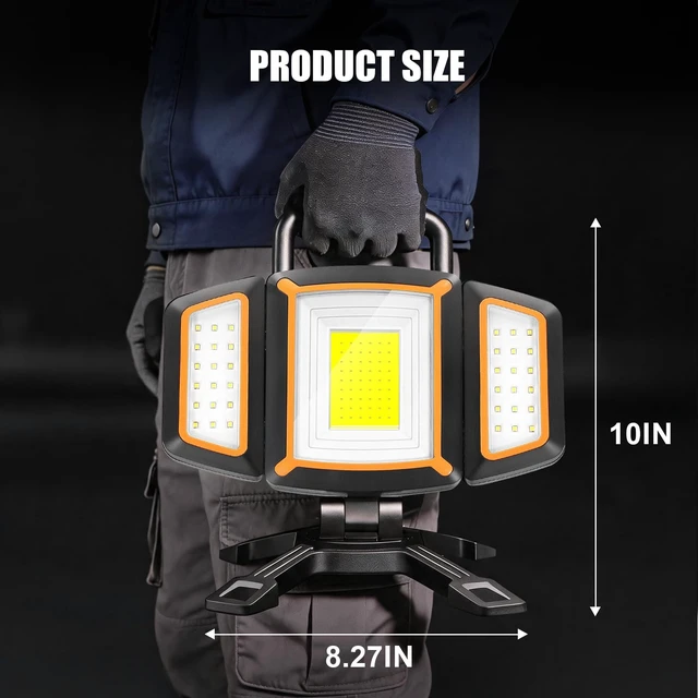 Alt view image 7 of 7 - 3000LM Rechargeable Work Light, Magnetic LED, Foldable & Portable | 360° Adjustable 4400mAh Battery 39H Runtime 5 Light Modes Garage Car Repair Workshop Jobsite Camping