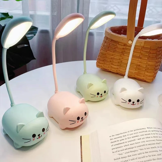 Alt view image 4 of 7 - LED Desk Lamp for Kids,Cute Cat Lamp USB Rechargeable Reading Light | Portable LED Table Light, Flexible Gooseneck Eye-Care Cartoons Small Desk Lamp Girls Gifts (White)