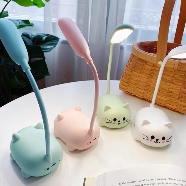 Alt view image 5 of 7 - LED Desk Lamp for Kids,Cute Cat Lamp USB Rechargeable Reading Light | Portable LED Table Light, Flexible Gooseneck Eye-Care Cartoons Small Desk Lamp Girls Gifts (White)