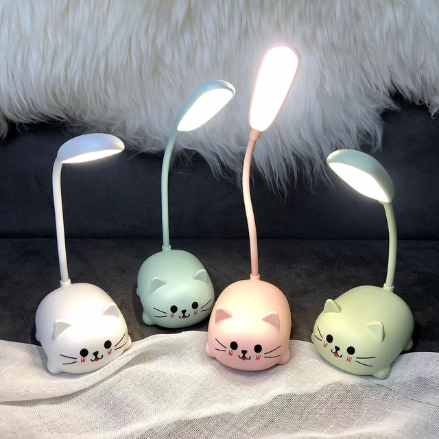 Alt view image 6 of 7 - LED Desk Lamp for Kids,Cute Cat Lamp USB Rechargeable Reading Light | Portable LED Table Light, Flexible Gooseneck Eye-Care Cartoons Small Desk Lamp Girls Gifts (White)