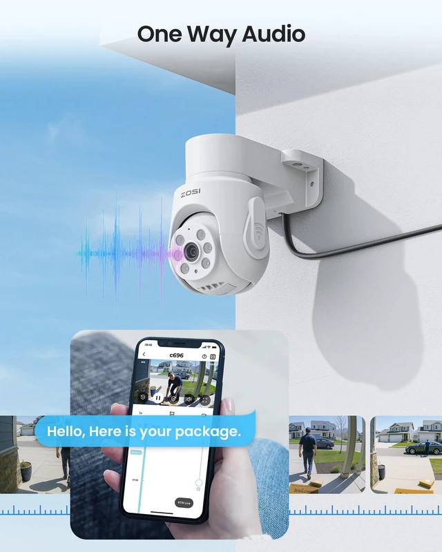 Alt view image 4 of 7 - 1080P Pan Tilt HD TVI Security Camera, 360° View Outdoor Wired Cam | Only Compatible with ZOSI 1080P/5MP/4K CCTV Surveillance DVR System, Night Vision, Built-in Microphone, IP66 Weatherproof