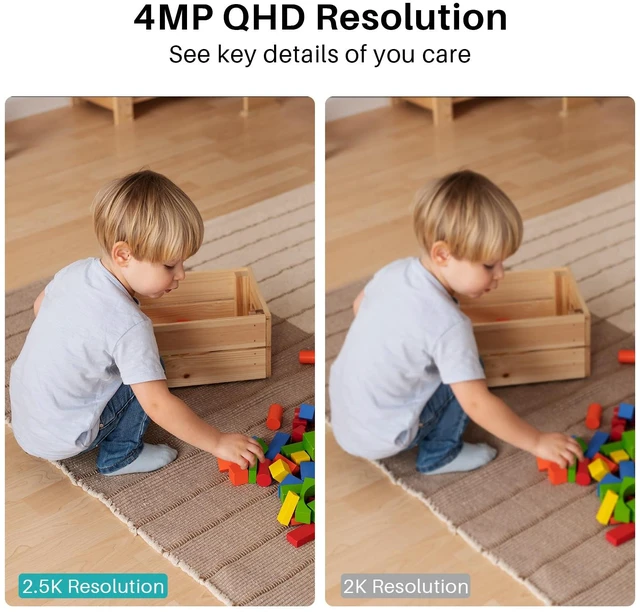 Alt view image 2 of 7 - 4MP Indoor Pan/Tilt Wired Security Camera, Baby Monitor Pet Camera | Smart Motion Detection & Tracking, 360-Degree, 2-Way Audio, Night Vision, No Subscription, Compatible with Alexa & Google
