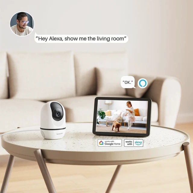 Alt view image 5 of 7 - 4MP Indoor Pan/Tilt Wired Security Camera, Baby Monitor Pet Camera | Smart Motion Detection & Tracking, 360-Degree, 2-Way Audio, Night Vision, No Subscription, Compatible with Alexa & Google