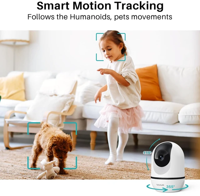 Alt view image 6 of 7 - 4MP Indoor Pan/Tilt Wired Security Camera, Baby Monitor Pet Camera | Smart Motion Detection & Tracking, 360-Degree, 2-Way Audio, Night Vision, No Subscription, Compatible with Alexa & Google