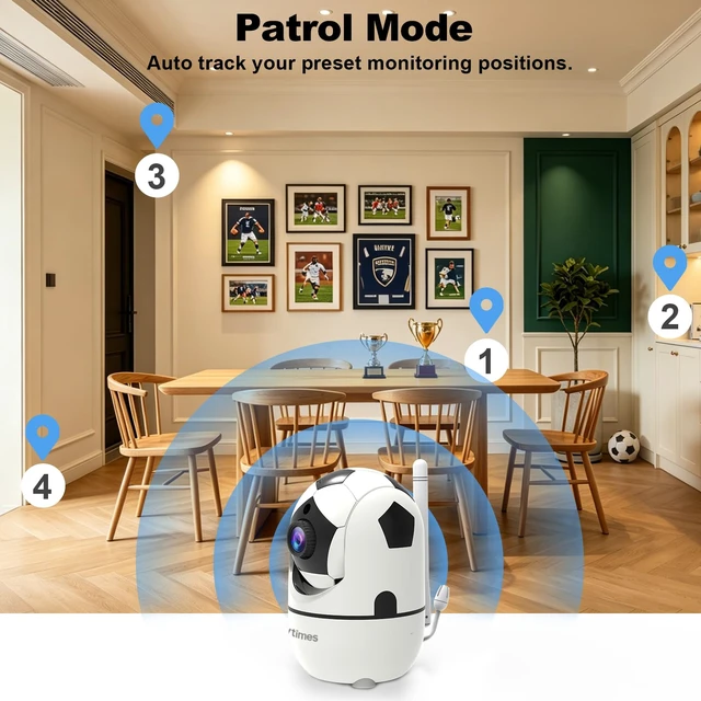 Alt view image 3 of 7 - 1080P Pan/Tilt Indoor Camera, WiFi Cameras for Home Security | AI Human Dection, 2-Way Audio, Pet/Dog/Baby Camera with Phone App, Night Vision, 360° Angle of View, Share with Family