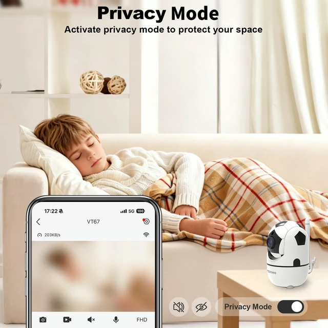 Alt view image 7 of 7 - 1080P Pan/Tilt Indoor Camera, WiFi Cameras for Home Security | AI Human Dection, 2-Way Audio, Pet/Dog/Baby Camera with Phone App, Night Vision, 360° Angle of View, Share with Family
