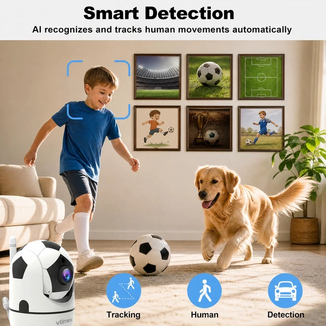 Alt view image 6 of 7 - 1080P Pan/Tilt Indoor Camera, WiFi Cameras for Home Security | AI Human Dection, 2-Way Audio, Pet/Dog/Baby Camera with Phone App, Night Vision, 360° Angle of View, Share with Family