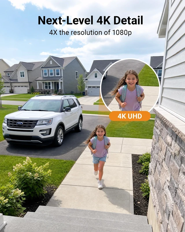 Alt view image 2 of 7 - 4K 8MP Add-On Wired Pan Tilt Security Camera, Audio Recording | 360° Coverage Dome Camera, Built-in Mic, IP66 Weatherproof Outdoor Indoor, 80ft IR Night Vision, AI Human Vehicle Detection