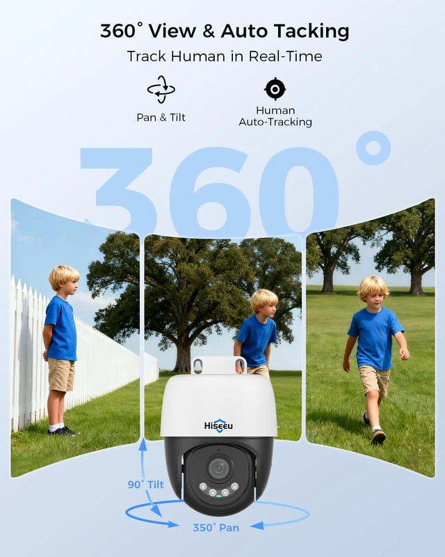 Alt view image 2 of 7 - 4K PoE PTZ Security Camera Outdoor with 360° Panoramic | 355 Pan & 90 Tilt for Home Surveillance, Human Auto Tracking, Color Night Vision, Human/Vehicle Detection, 2 Way Talk