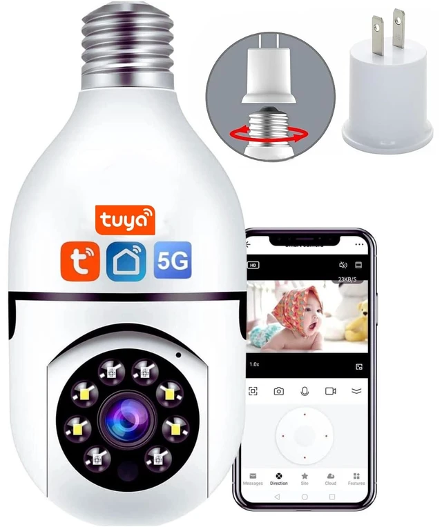 Main image of Light Bulb Security Camera, 5GHz 2.4GHz ,Degree Pan/Tilt Panoramic IP Security Camera, TUYA WiFi 1080P Smart Home Surveillance Cam with Motion Detection Alarm Night Vision Two Way Talk Indoor E27