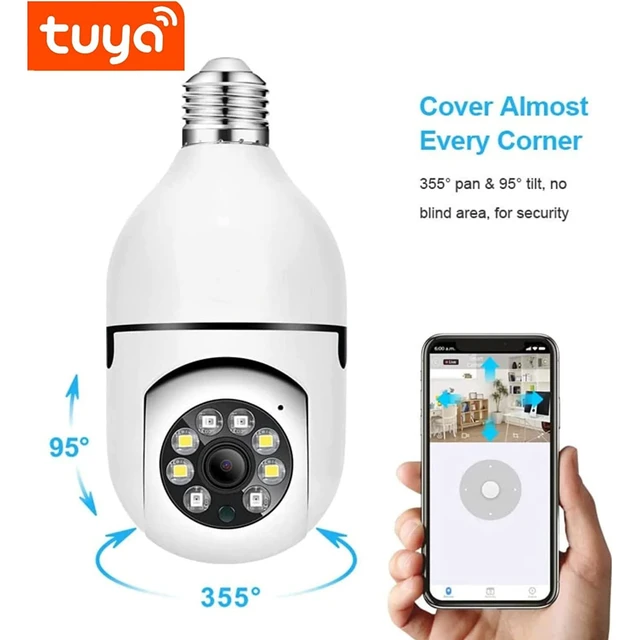 Alt view image 3 of 7 - Light Bulb Security Camera, 5GHz 2.4GHz ,Degree Pan/Tilt Panoramic IP Security Camera, TUYA WiFi 1080P Smart Home Surveillance Cam with Motion Detection Alarm Night Vision Two Way Talk Indoor E27