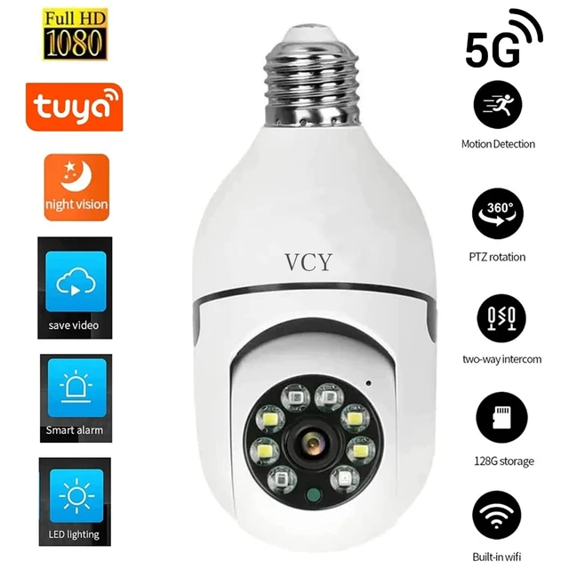 Alt view image 4 of 7 - Light Bulb Security Camera, 5GHz 2.4GHz ,Degree Pan/Tilt Panoramic IP Security Camera, TUYA WiFi 1080P Smart Home Surveillance Cam with Motion Detection Alarm Night Vision Two Way Talk Indoor E27