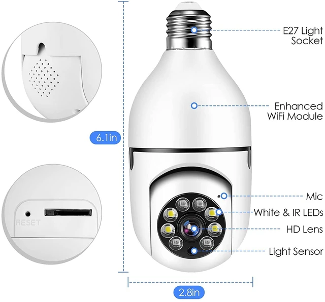Alt view image 6 of 7 - Light Bulb Security Camera, 5GHz 2.4GHz ,Degree Pan/Tilt Panoramic IP Security Camera, TUYA WiFi 1080P Smart Home Surveillance Cam with Motion Detection Alarm Night Vision Two Way Talk Indoor E27