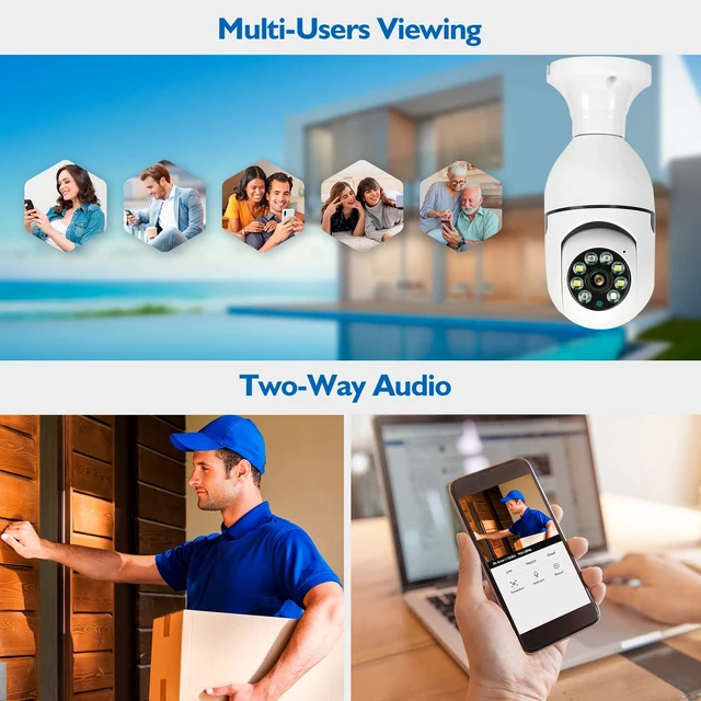 Alt view image 7 of 7 - Light Bulb Security Camera, 5GHz 2.4GHz ,Degree Pan/Tilt Panoramic IP Security Camera, TUYA WiFi 1080P Smart Home Surveillance Cam with Motion Detection Alarm Night Vision Two Way Talk Indoor E27