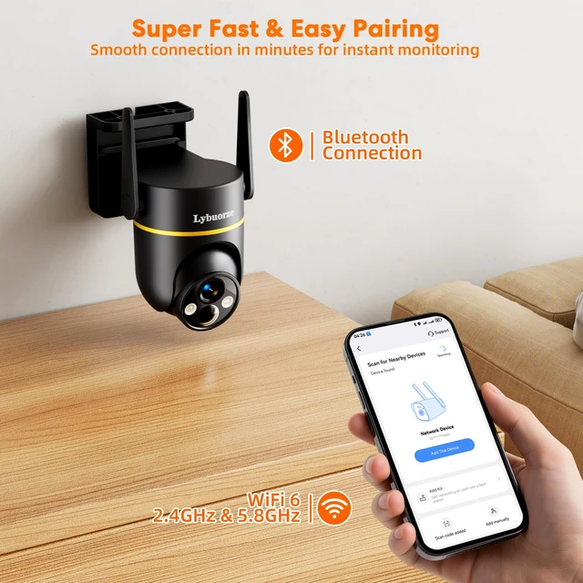 Alt view image 7 of 7 - 5G/2.4GHz WiFi Solar Outdoor Wireless Security Camera, 4MP PTZ Cameras for Home Security Outdoor,Full Color Night Vision, AI Motion Detection, Siren Alarm, 2-Way Audio,Work w/Alexa, Waterproof