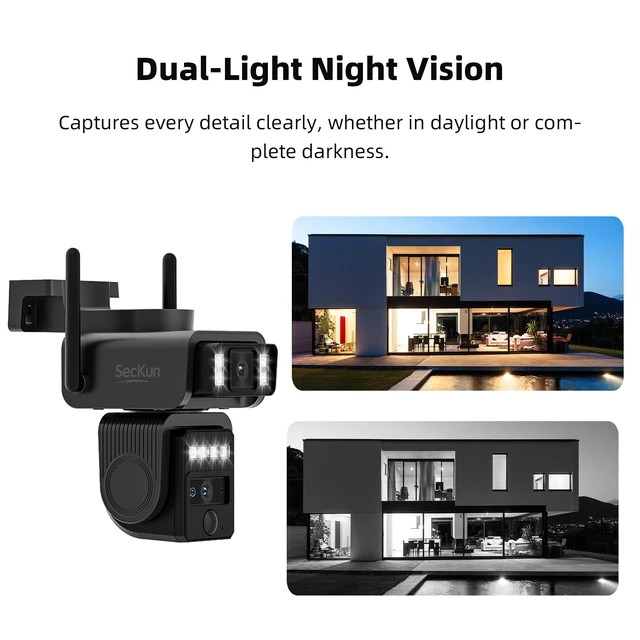 Alt view image 7 of 7 - Solar Security Camera, Dual Lens 360° PTZ, 2.4GHz WiFi | 8000mAh Battery, Motion Tracking, White-Light Color Night Vision, 2-Way Audio, IP66, MicroSD or Optional Paid Cloud
