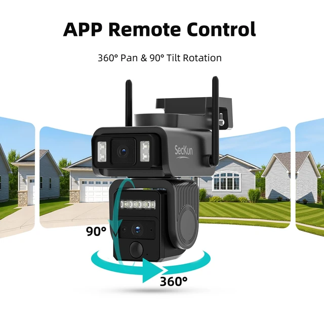 Alt view image 6 of 7 - Solar Security Camera, Dual Lens 360° PTZ, 2.4GHz WiFi | 8000mAh Battery, Motion Tracking, White-Light Color Night Vision, 2-Way Audio, IP66, MicroSD or Optional Paid Cloud