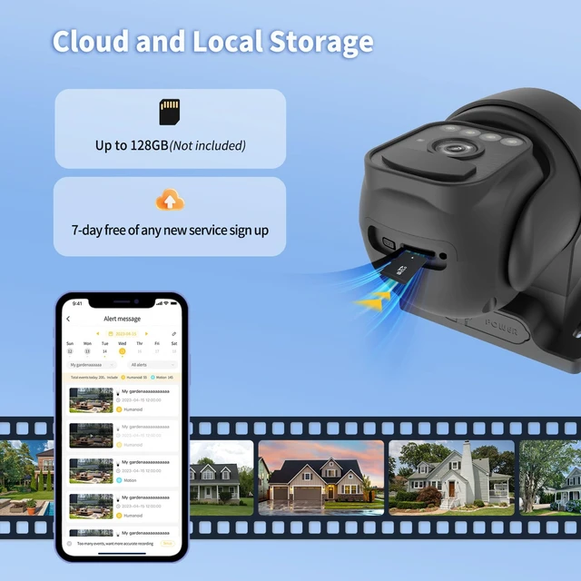 Alt view image 7 of 7 - Solar Camera Outdoor Wireless, 360° Wi-Fi Home Security Cameras | 5200mAh battery with solar panel,IP65 weatherproof,color night vision,motion detection tracking,2.4G Wi-Fi only,pan/tilt