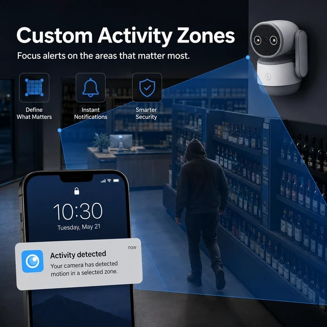 Alt view image 5 of 7 - 1080P Indoor Security Camera, 2.4G WiFi Smart Home Camera for Baby/Pet/Elderly, Pan Tilt 360° View Night Vision, Two-Way Audio with One-Touch Call Button, Cloud/SD Storage, Work with iCam365