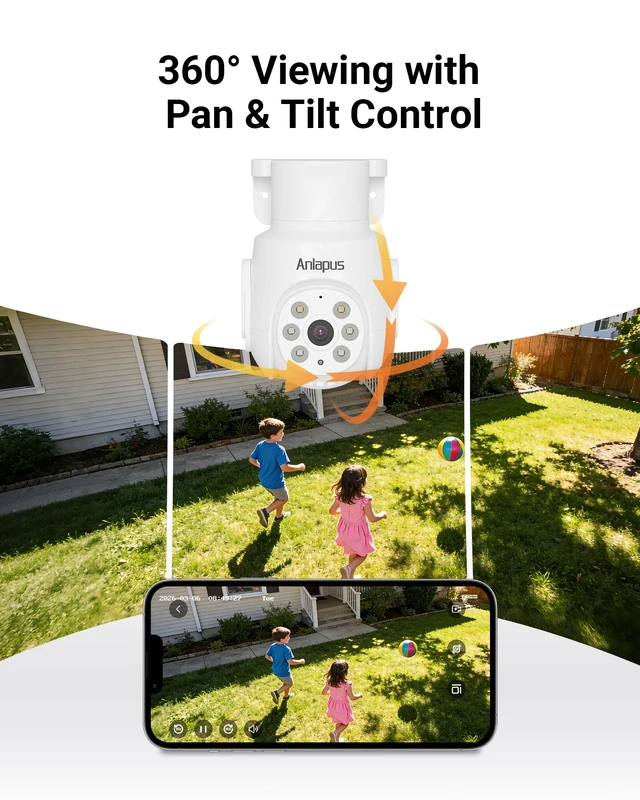 Alt view image 2 of 7 - 2Pack Pan Tilt Wired Security Cameras, 1080P 2MP Weatherproof Outdoor Indoor CCTV Camera with Audio, Human Vehicle Detection, Night Vision, Only Works DVR Surveillance System