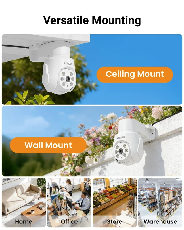 Alt view image 5 of 7 - 2Pack Pan Tilt Wired Security Cameras, 1080P 2MP Weatherproof Outdoor Indoor CCTV Camera with Audio, Human Vehicle Detection, Night Vision, Only Works DVR Surveillance System