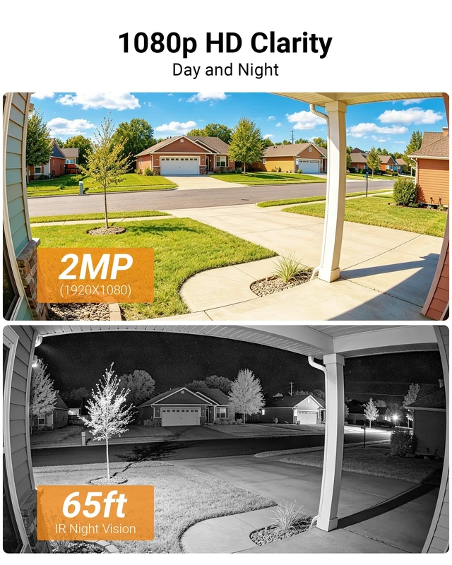 Alt view image 6 of 7 - 2Pack Pan Tilt Wired Security Cameras, 1080P 2MP Weatherproof Outdoor Indoor CCTV Camera with Audio, Human Vehicle Detection, Night Vision, Only Works DVR Surveillance System