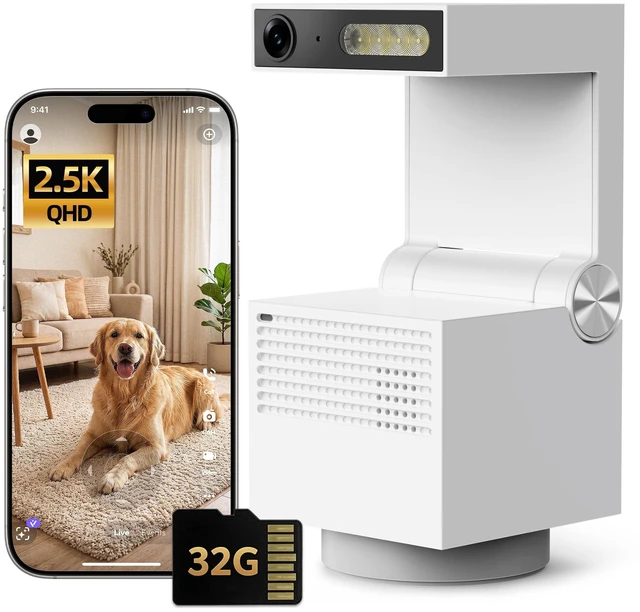 Main image of Genie S 2.5K Pet/Dog/Cat Camera, No Subscription Required, Built-in 32GB Storage, Phone APP, 2-Way Audio, 350° Pan&Tilt, Motion Detection, Privacy Mode, AI Tracking, Alexa & Google Assistant
