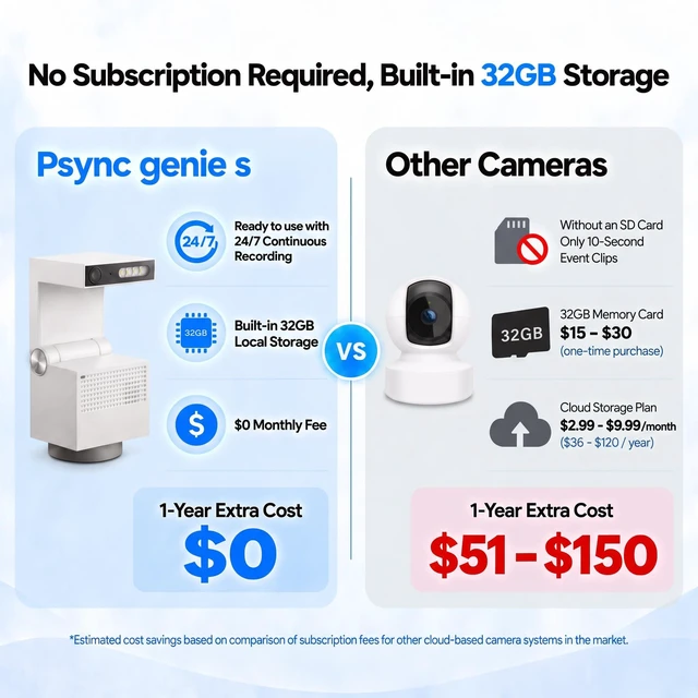 Alt view image 2 of 7 - Genie S 2.5K Pet/Dog/Cat Camera, No Subscription Required, Built-in 32GB Storage, Phone APP, 2-Way Audio, 350° Pan&Tilt, Motion Detection, Privacy Mode, AI Tracking, Alexa & Google Assistant