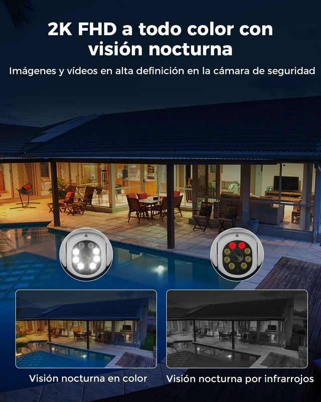 Alt view image 3 of 7 - 5MP WiFi Security Camera Outdoor, Wireless 360° Pan Tilt Camera | Motion Tracking, Floodlights Light Alarm, Color Night Vision, Mobile Remote View, Two-Way Audio