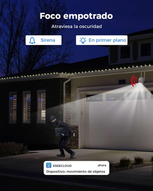 Alt view image 4 of 7 - 5MP WiFi Security Camera Outdoor, Wireless 360° Pan Tilt Camera | Motion Tracking, Floodlights Light Alarm, Color Night Vision, Mobile Remote View, Two-Way Audio
