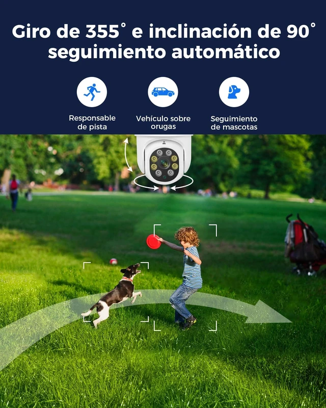 Alt view image 6 of 7 - 5MP WiFi Security Camera Outdoor, Wireless 360° Pan Tilt Camera | Motion Tracking, Floodlights Light Alarm, Color Night Vision, Mobile Remote View, Two-Way Audio